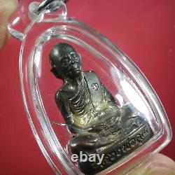 Phra LP Koon wat banrai''Roon E. O. D'' (Copper) BE2536, Thai buddha amulet&Card