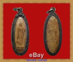 Phra Leela 25buddha Sattawat Be2500 Clay Silver Case Thai Genuine Amulets