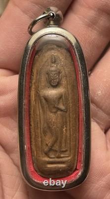Phra Leela Thai Buddhist Amulet Walking Buddha Pendant Vintage Sacred Talisman