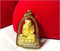 Phra Luang Pu Tuad b. E. 2544 Gold Frame Waterproof Thai Amulet Buddha Holy Power