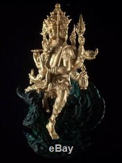 Phra Phom 4 Face Head Brahma LP Yoon Thai Buddha Amulet Luck Magic Gold Power