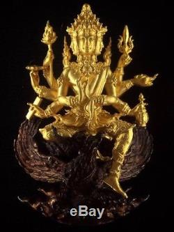 Phra Phom 4 Face Head Brahma LP Yun Thai Buddha Amulet Luck Magic Wealth Red