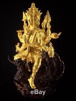 Phra Phom 4 Face Head Brahma LP Yun Thai Buddha Amulet Luck Magic Wealth Red