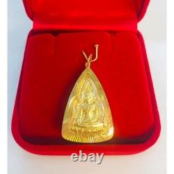 Phra Phuttha Chinnarat Buddha Thai Amulet 18K Solid Gold Frame Pendant Necklace