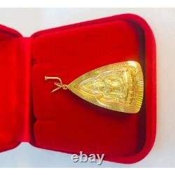 Phra Phuttha Chinnarat Buddha Thai Amulet 18K Solid Gold Frame Pendant Necklace