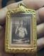 Phra Phuttha Phor To Thai Buddha Photo Amulet Gold Tone Pendant in Case
