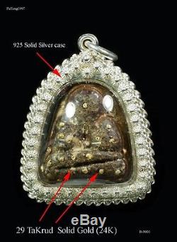Phra Pidta 29 Takrud Solid Gold Monk Pendant Thai Buddha Amulet Prefect