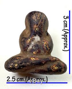 Phra Pidta Closed Eye Amulet LP Kroon Tok Raja 3 Gold Takrut Thai Buddha Lucky