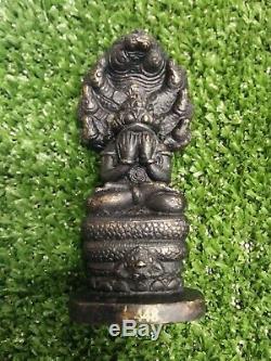 Phra Pidta Closing Eye Buddha Naga Thai Amulet Charm Luck Talisman Rich Statue