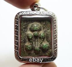 Phra Pidta Graduk Phii Green Amulet 1942 Close Eyes Buddha Thai Antique Pendant