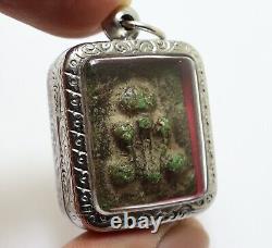 Phra Pidta Graduk Phii Green Amulet 1942 Close Eyes Buddha Thai Antique Pendant