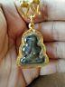 Phra Pidta LP Aium Geninue 22k Gold Case Thai Amulet Closed Buddha VTG