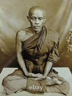 Phra Pidta LP Kaew Kesaro Old Silver Case Pendant Talisman Thai Buddha Amulet