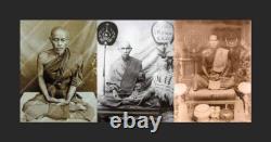 Phra Pidta LP Kaew Kesaro Old Silver Case Pendant Talisman Thai Buddha Amulet