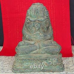 Phra Pidta Statue Rare Buddha Thai amulet Pitta Closed Eyes Buddhism Brass