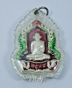 Phra Rian Silver Luang Por Ruay Pasathico Thai Buddha Amulet Power Magic Coin