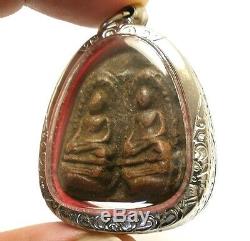 Phra Rod Koo Double Miracle Thai Buddha Lucky Amulet Strong Protection Pendant