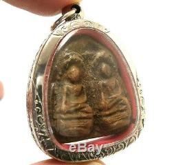 Phra Rod Koo Double Miracle Thai Buddha Lucky Amulet Strong Protection Pendant