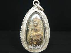 Phra Rod Lamphun Kru Wat Mahawan, Phim 2 Face, Thai Buddha Amulet, silver Case