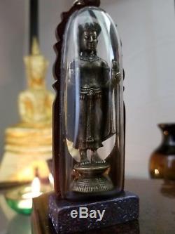 Phra Ruang Amulet with Stand Rare Antique! Thai Amulet Chai Ngang Buddha