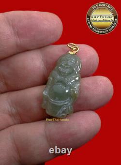 Phra Sangkutjai Happy Buddha Real Cave Jade Pendant Thai Amulet