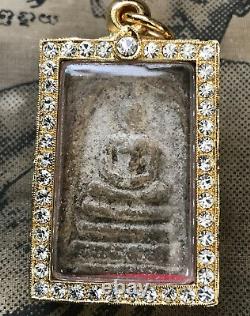 Phra Somdej Bang Khunphrom, over 160 yr old Thai Buddha Amulet Gold Micron Case