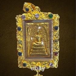 Phra Somdej Gold Color Thai Buddha Amulet Case Powerful