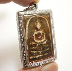 Phra Somdej Red Stone Takrut Blessed 1967 Wat Rakang Thai Buddha Amulet Pendant