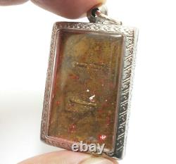 Phra Somdej Red Stone Takrut Blessed 1967 Wat Rakang Thai Buddha Amulet Pendant