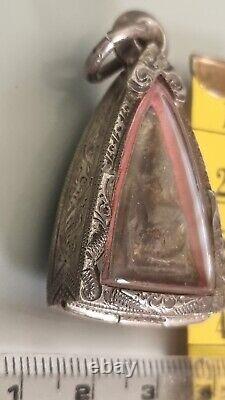 Phra Wat Nang Phaya Phitsanulok, Earthen base Thai Buddha, Antique silver Case