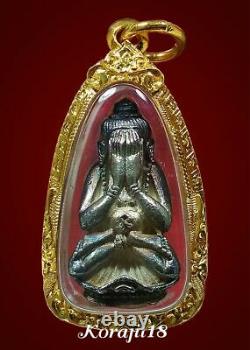 Phra pidta BE. 2517 coin silver, LP Kummee, Thai Amulet Buddha genuine
