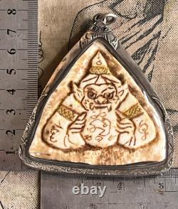 Rahu Kae, L P Rea Wat Phrasong, yr2539Thai Buddha Amulet, silver Casing