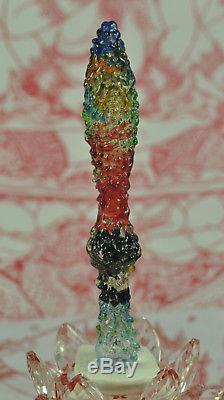 Rainbow Leklai Kaew Crystal dagger Knife sword King Khan Thai God Buddha Amulet