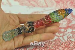 Rainbow Leklai Kaew Crystal dagger Knife sword King Khan Thai God Buddha Amulet