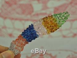 Rainbow Leklai Kaew Crystal dagger Knife sword halberd Thai Buddha Amulet RARE