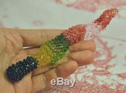 Rainbow Leklai Kaew Crystal dagger Knife sword stiletto Thai Buddha Amulet RARE