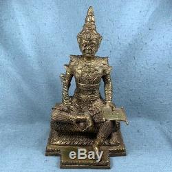 Rare 12 TAO WESSUWAN Statue Giant Talisman Thai Amulet Buddha fetish brass old
