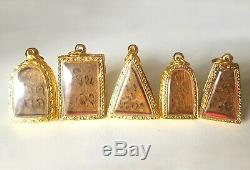 Rare 5 Phra Somdej Benjapakee Gold Button Wat Pra Kaew Thai Buddha Amulet