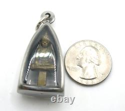 Rare Antique Thai Buddha Amulet Pendant Phra Yod Thong Ayutthaya Art Brass Alloy