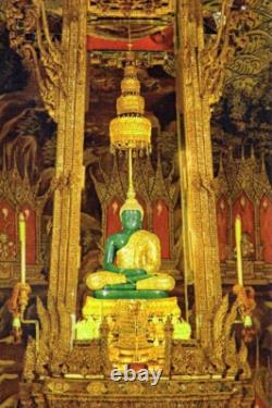 Rare Emerald Buddha Amulet Pendant in Solid 18K Gold Waterproof Case Thai Luck 9