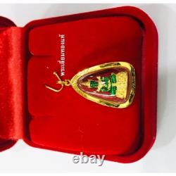 Rare Emerald Buddha Amulet Pendant in Solid 18K Gold Waterproof Case Thai Luck 9