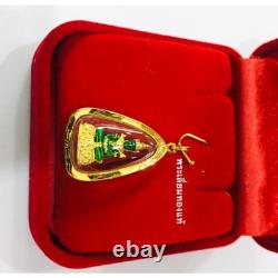 Rare Emerald Buddha Amulet Pendant in Solid 18K Gold Waterproof Case Thai Luck 9