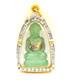 Rare Green Jade Carved Buddha Phra Kaew 18K Gold Plated Case Chiang Saen Art