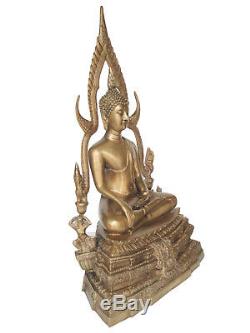 Rare Old Big Buddha Sakkayamuni End BE19 Brass/Bronze Thai Tibet Amulet Statue