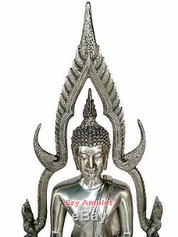 Rare Old End BE19 Buddha Chiang San 23 Tall Brass Thailand China Amulet Statue