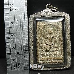 Rare Old Phra Somdej Toh Wat Rakhang Thai Buddha amulet, Real Silvecasing
