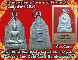 Rare! PHRA Phut Stamp Coin + Cer. Card BE2514 Old Wat Thai Amulet Buddha Antique