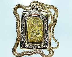 Rare Pendant Thai Amulet Phra Somdej Wat Ketchaiyo And Gilded Buddha Sacred Old