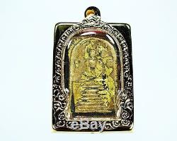 Rare Pendant Thai Amulet Phra Somdej Wat Ketchaiyo And Gilded Buddha Sacred Old