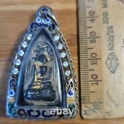 Rare Phra Kring Klong Takian Wat Pradoosongdham Thai Buddha antique silver case